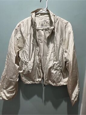 Ci Sono Cream Lightweight Hooded Bomber Jacket